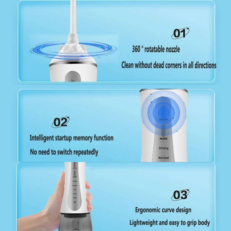 350ML Water Tank Oral Irrigator Rechargeable 5 Gear Adustable Water Flosser, Spec: Black +Gray Tank by bashfashion