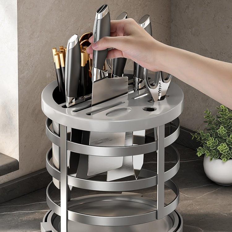Home Thicken Knife Organizer Chopstick Cylinder Kitchen Drainage Countertop Shelf, Specification: Rotary (Creamy) by bashfashion