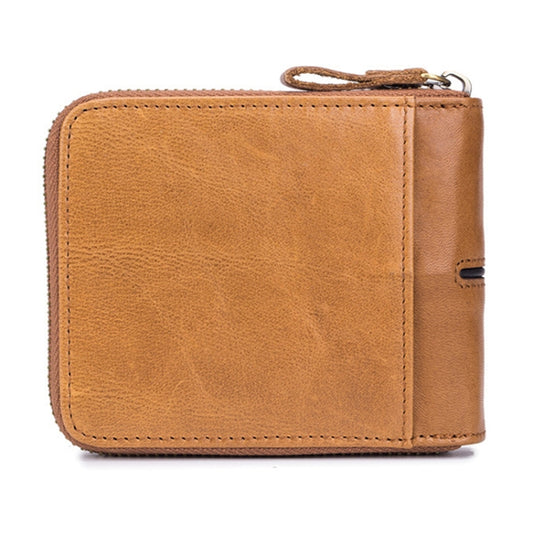 BULL CAPTAIN 042 RFID Anti-theft Cowhide Multi-card Slot Business Card Holder Zipper Wallet(Yellow Brown) by BULL CAPTAIN