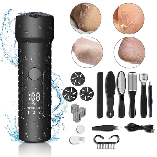 Electric Foot File Pedicure Kit Waterproof Feet Callus Remover, Spec: Matte Black by bashfashion
