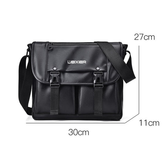WEIXIER D269 Business Casual Mens Messenger Bag Large Capacity Workwear Functional Crossbody Packs(Black) by WEIXIER