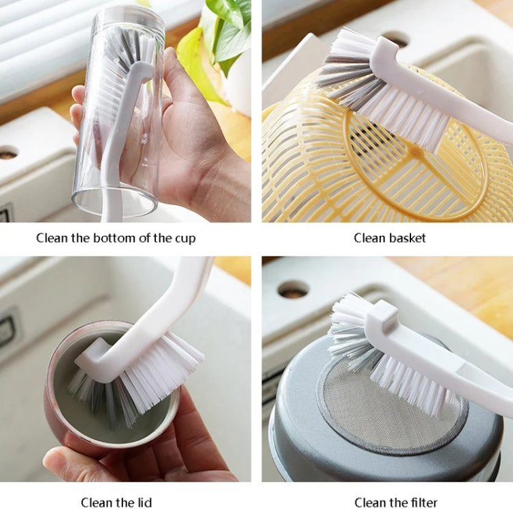 3pcs Cup Brush Cleaning Crayfish Brush Long Handle Hard Hair Multi-Function Cleaning Brush(Gray White) by bashfashion