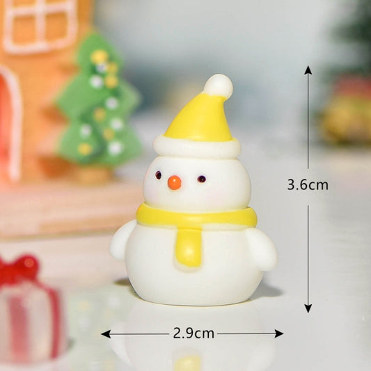5pcs Christmas Micro Landscape Snowscape Decoration Accessories Christmas Resin Ornament, Style: No.2 Yellow Hat Snowman by bashfashion