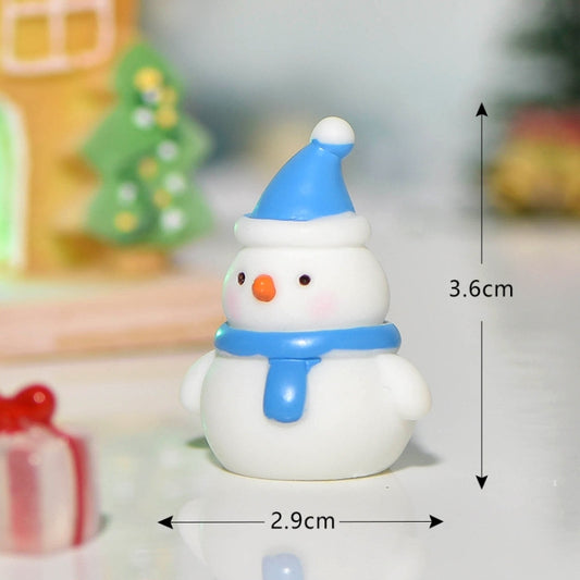 5pcs Christmas Micro Landscape Snowscape Decoration Accessories Christmas Resin Ornament, Style: No.3 Blue Hat Snowman by bashfashion