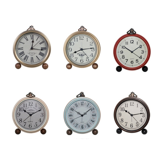 Retro Iron Alarm Clock Simple Desktop Quartz Clock, Style: Black by bashfashion