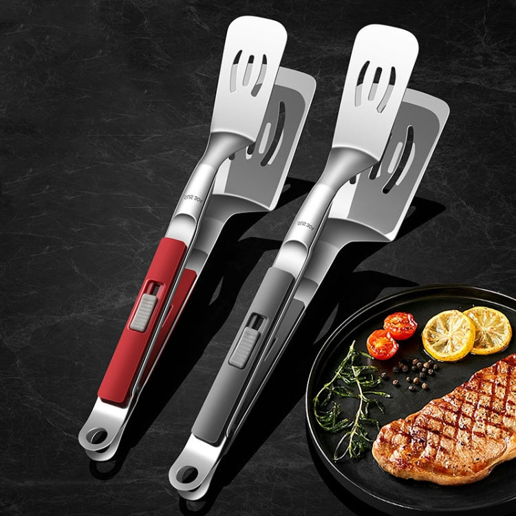 Kacheeg Stainless Steel Fish Spatula With Lock Kitchen Grill Scoop Steak Scraper Food Holder(Silver Gray) by Kacheeg