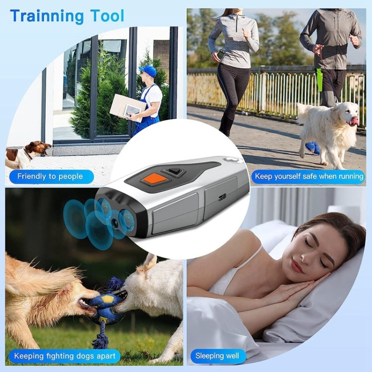 Dual Probe Dual Drive Ultrasonic Stop Barker Pet Trainer(Silver Gray) by bashfashion
