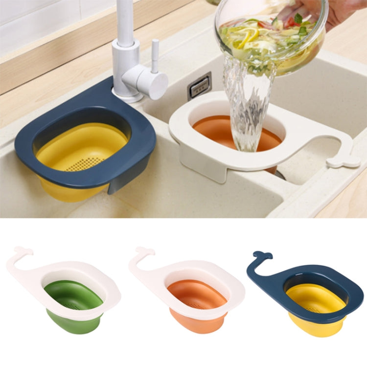 Multifunctional Whale-shaped Foldable Kitchen Fruit and Vegetable Draining Basket(Yellow Blue) by bashfashion