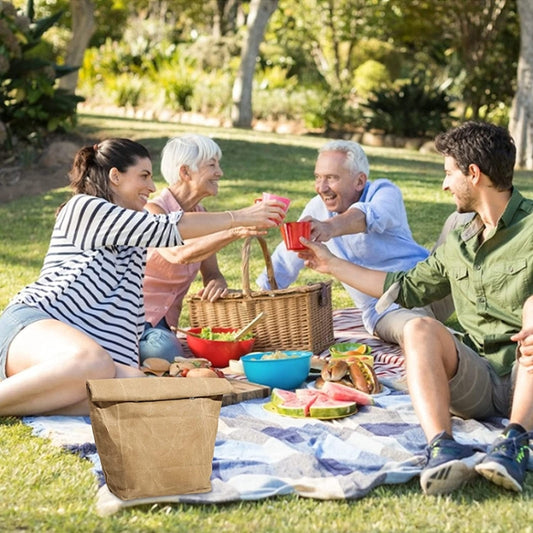 Waterproof Anti-Dirty Repeated Use Aluminum Foil Ice Bag Outdoor 8A Oil Wax Saurry Lunch Insulation Bag(Brown) by bashfashion