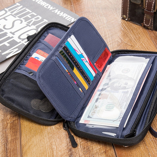 Travel Handheld ID Bag RFID Waterproof Multi-Card Neck Passport Case(Black) by bashfashion