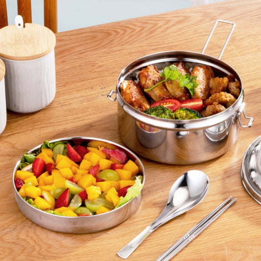 14cm Double Layer 304 Stainless Steel Round Lunch Box by bashfashion
