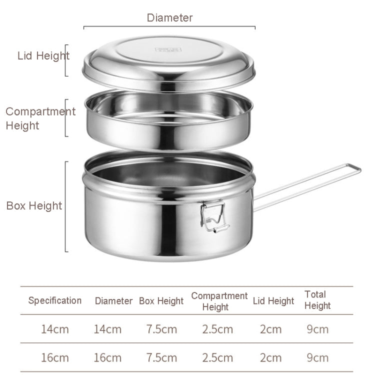 14cm Single Layer 304 Stainless Steel Round Lunch Box by bashfashion