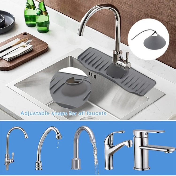 Bathroom Kitchen Silicone Faucet Anti-Splash Drain Mat, Color: Black(37x14.7x2cm) by bashfashion