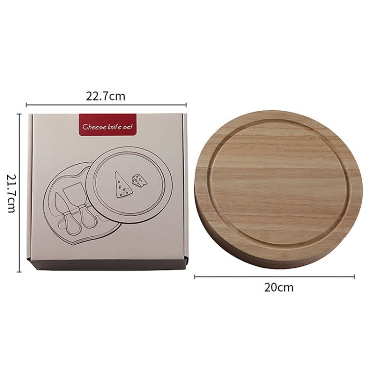 4pcs /Set Round Oak Box Cheese Knife Spatula Stainless Steel Cheese Tools Cutlery, Color: Steel Color by bashfashion