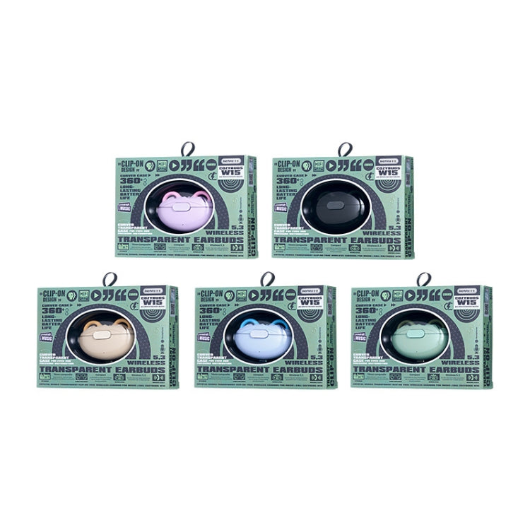 REMAX CozyBuds W15 Transparent Ear Clip Wireless Bluetooth Earphone OWS Sports Earphone(Star Black) by REMAX