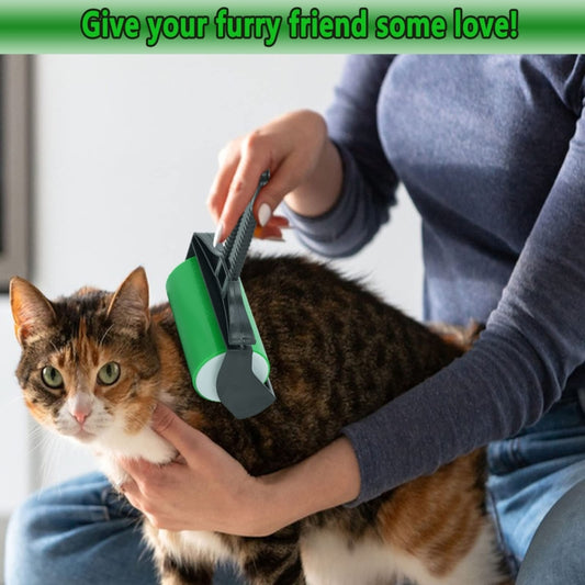 Reusable Pet Hair Remover Cleaning Hair Sticky Roller Washable Lint Remover Clothes Dust Cleaner(Green) by bashfashion