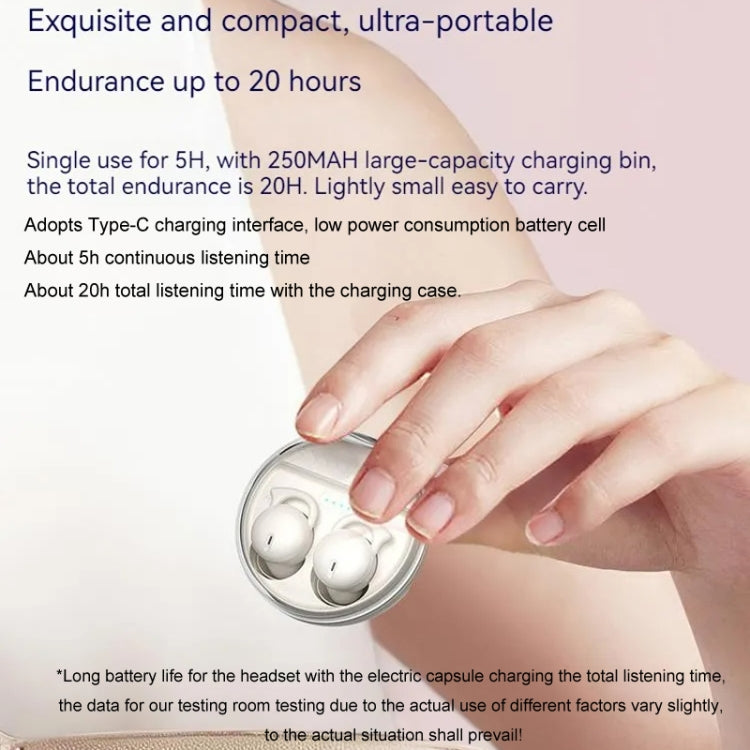 Q26 Bluetooth 5.3 Sleep Mini Wireless Bluetooth Earphone Invisible Comfortable Noise Canceling Earphones(Purple) by bashfashion