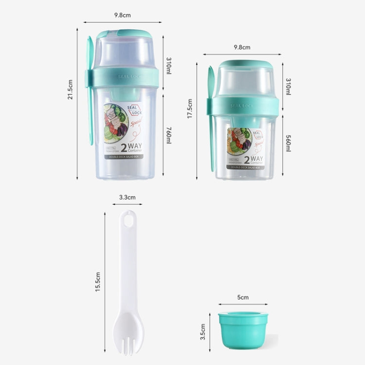 Salad Meal Shaker Cup Portable Fruit and Vegetable Container with Fork Dressing Box, Size: Large White by bashfashion