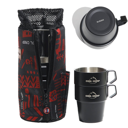 4 In 1 Set COOL CAMP CF-519 Outdoor Camping 304 Stainless Steel Coffee Cup Thermal Insulation Anti-Scald Double Vacuum Mugs by COOL CAMP
