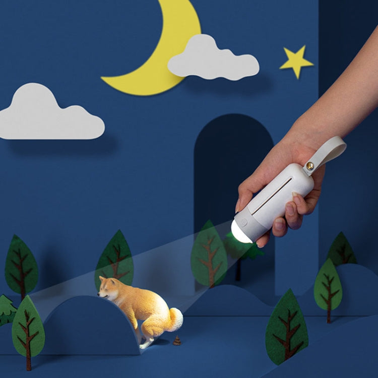Portable Dog Poop Picker Pet Waste Bag Dispenser With LED Light(White) by bashfashion