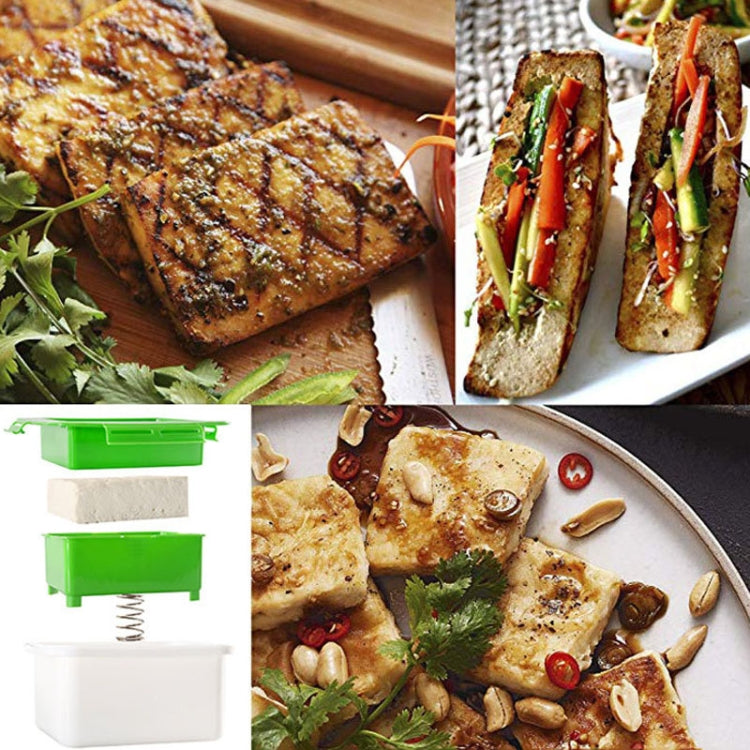 Household Tofu Squeezer Kitchen Built-In Tofu Draining Machine(White And Green) by bashfashion