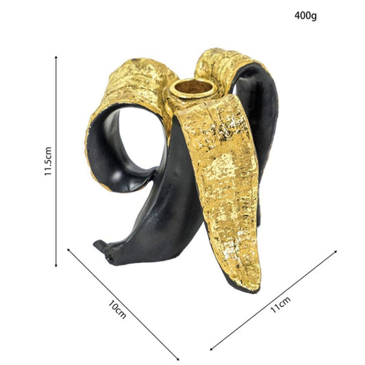 Banana Candle Holder Home Desktop Decorations Banana Peel Candle-Holder Resin Ornament(Golden) by bashfashion