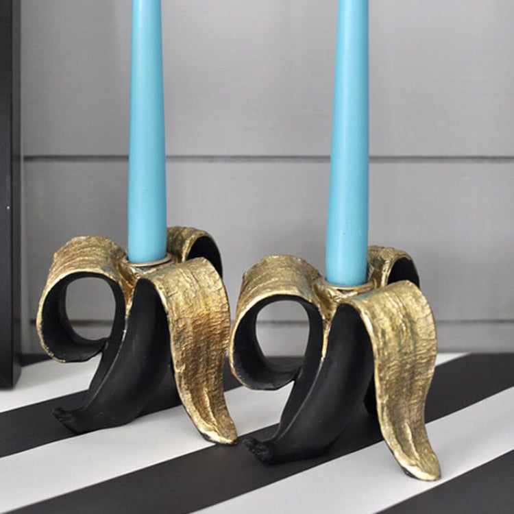Banana Candle Holder Home Desktop Decorations Banana Peel Candle-Holder Resin Ornament(Golden) by bashfashion