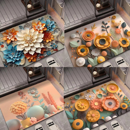 50 x 80cm 3D Oil Painting Diatom Mud Absorbent Floor Mat Non-slip Carpet(Style 01) by bashfashion