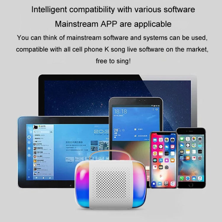 Y5 1 Microphone Portable Bluetooth Speaker Home And Outdoor Wireless Karaoke Audio(White) by bashfashion