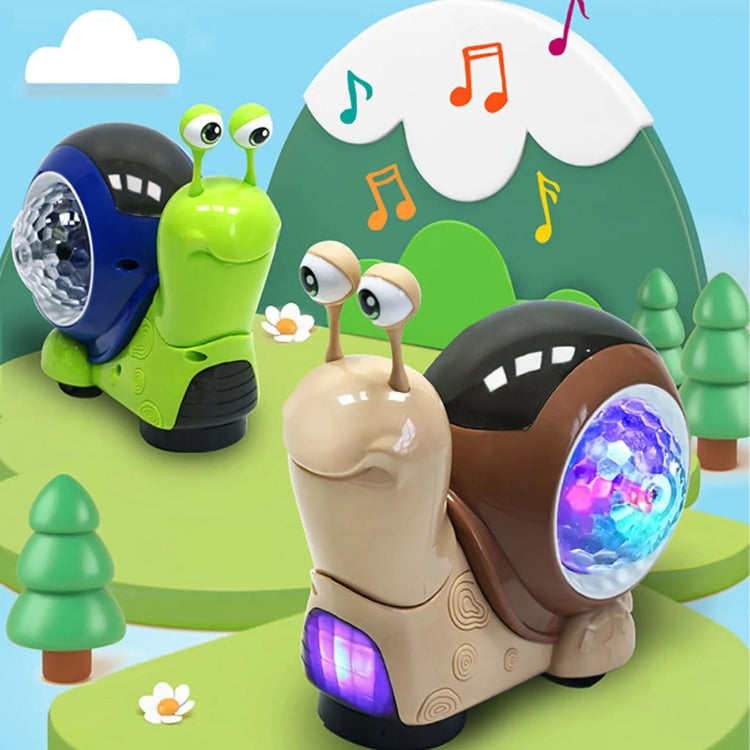 Children Electrical Crawling Snail Toys Sound And Light Projection Snail Fun Toys(Green) by bashfashion