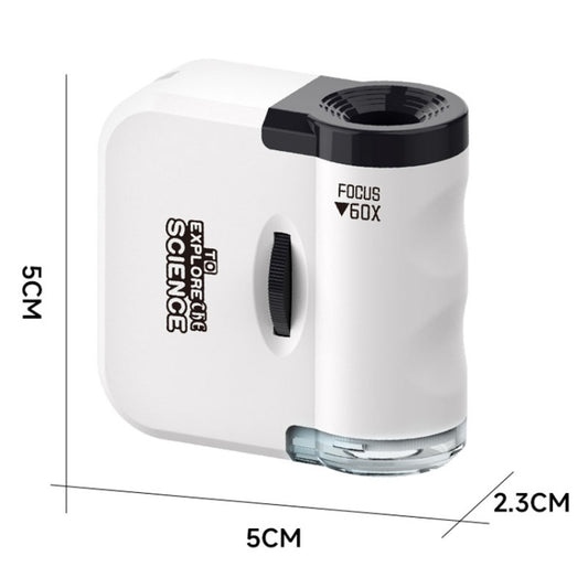 60x Portable Mini Microscope Pendant With LED Lights Outdoor Exploration Observation Fun Kids Toys(White) by bashfashion