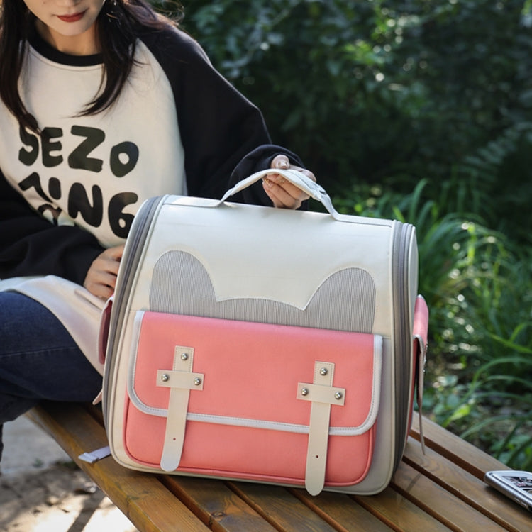Outdoor Cat Backpack Large Capacity Breathable Pet Bag(Model 7 Pink) by bashfashion