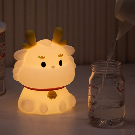 Dragon Silicone Sleeping Night Light Childrens Gift USB Rechargeable Ambient Lantern, Style: Pat Model(Colorful+Warm Yellow Light) by bashfashion