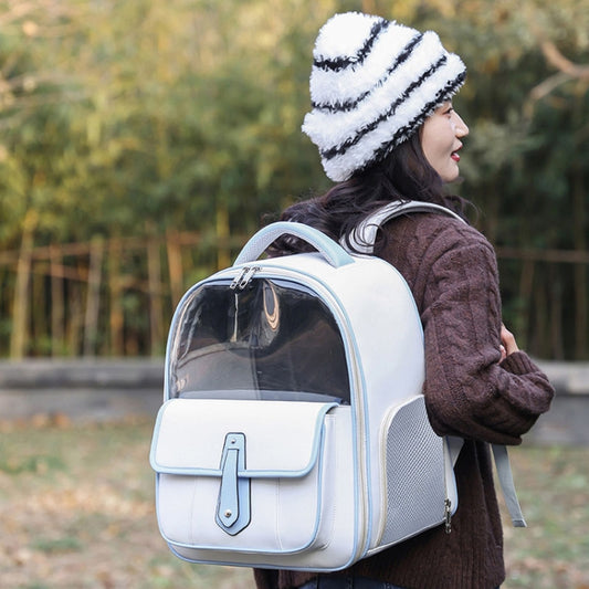 PU Pet Bag Cats And Dogs Outing Carrying Capsule Double Shoulder Backpacks(Model 6 White) by bashfashion