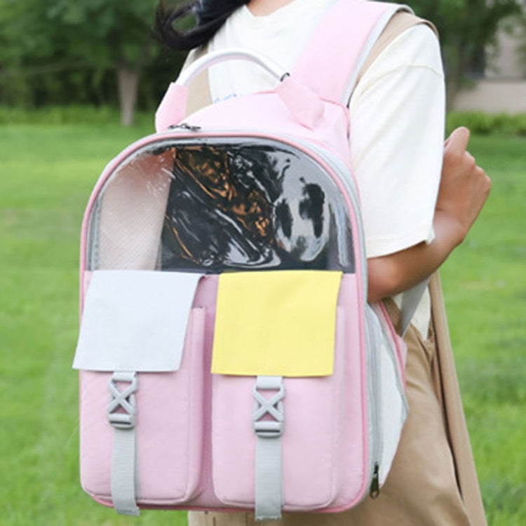 Pets Colorful Double Shoulder Bag Cats And Dogs Outing Carrying Capsule Backpacks(Model 6 Black) by bashfashion