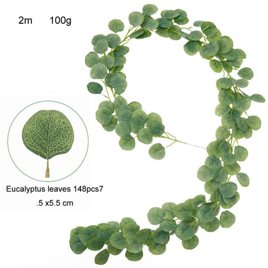 Artificial Greenery Eucalyptus Leaf Vine Simulation Rattan Home Decoration, Style: 2m Eucalyptus Green by bashfashion