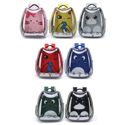 Cartoon Pattern Cat Transparent Pet Bag Space Capsule Portable Pet Backpack, Color: Blue by bashfashion