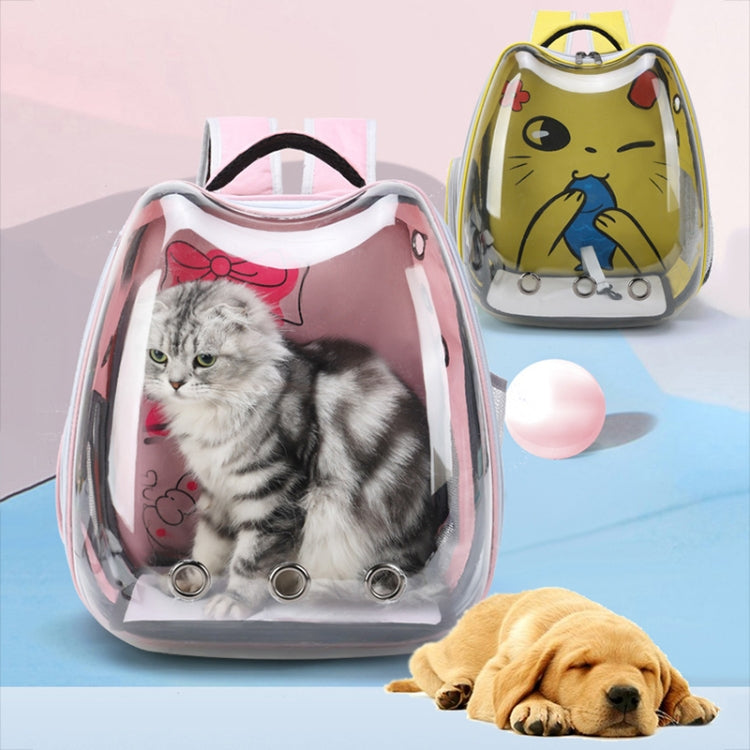 Cartoon Pattern Cat Transparent Pet Bag Space Capsule Portable Pet Backpack, Color: Pink by bashfashion