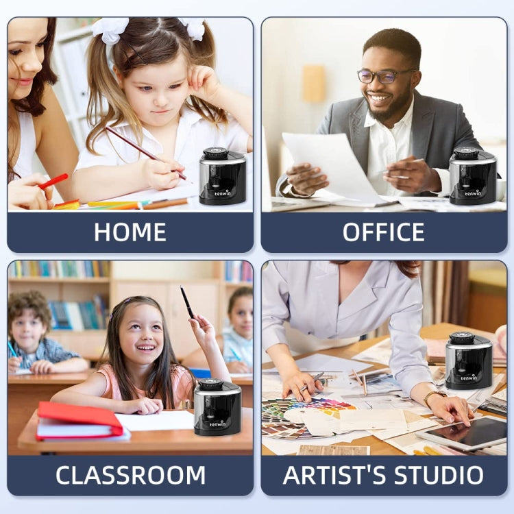 TENWIN Electrical Pencil Sharpener Student Stationery Semi-Automatic Sharpeners Battery Model(Pink) by TENWIN