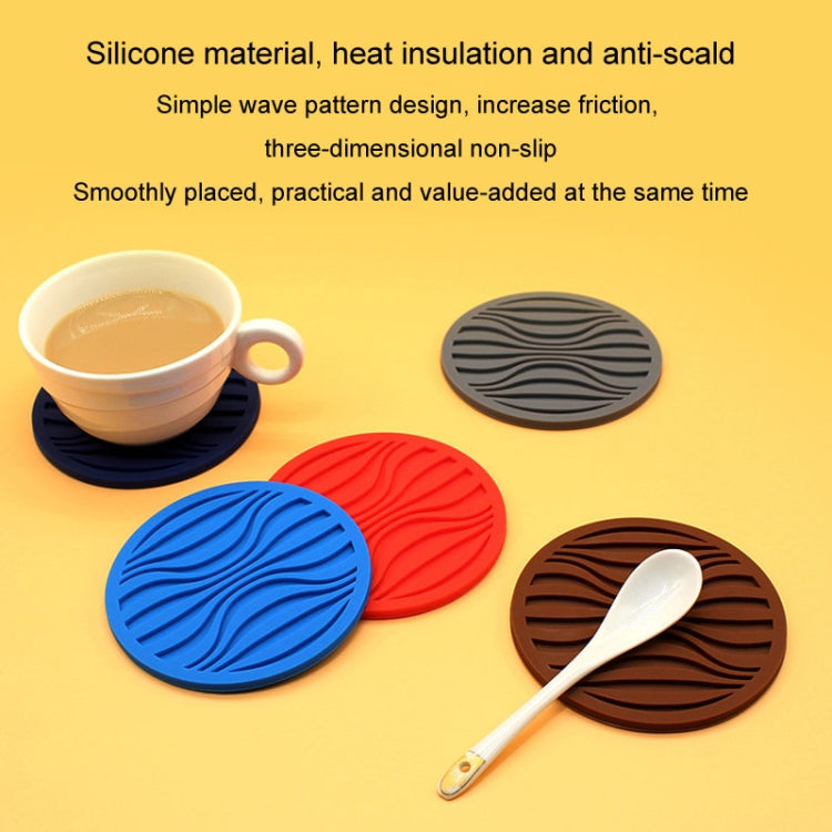 10x0.5cm Round Silicone Coaster Non-Slip Wave Mug Heat Insulation Cushion Drainage Coffee And Tea Coaster, Color: Green by bashfashion