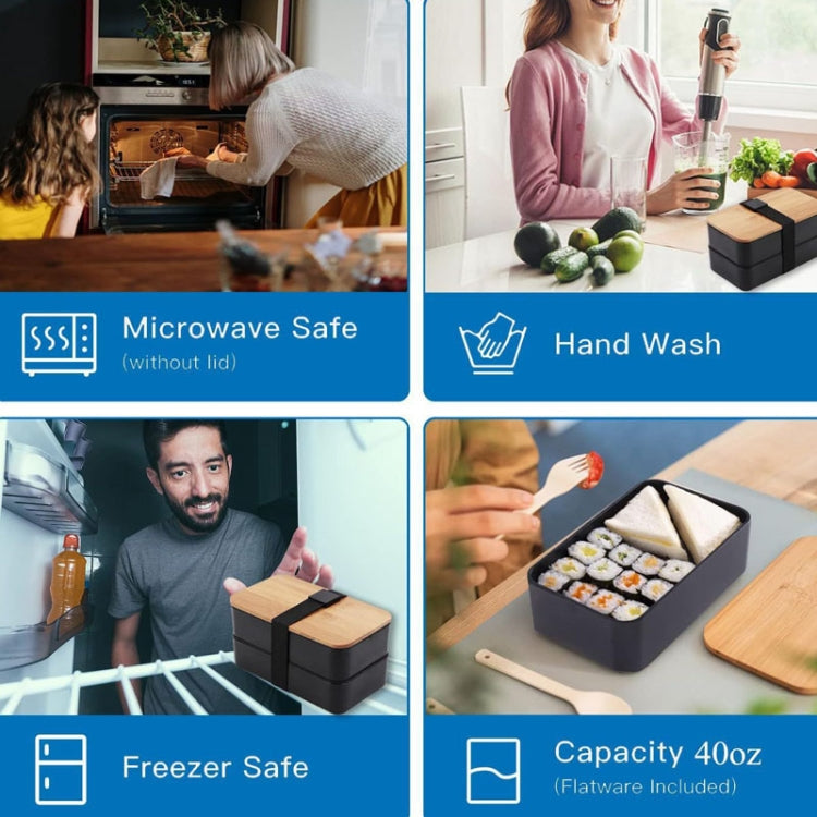 1200ml Portable Compartment Insulated Double Layer Lunch Box Microwavable Plastic Food Container, Color: With Insulation Bag White by bashfashion