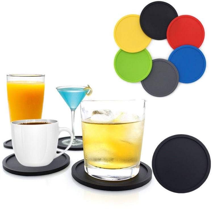 10cm Simple Round Thickened Silicone Coaster Anti-Slip Heat Insulation Anti-Scald Tea Cup Table Mat, Color: Classic Black by bashfashion