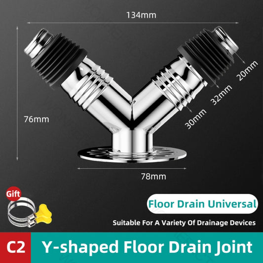 Y-shape Washing Machine Floor Drain Joint Pipe Connector, Spec: C2 by bashfashion