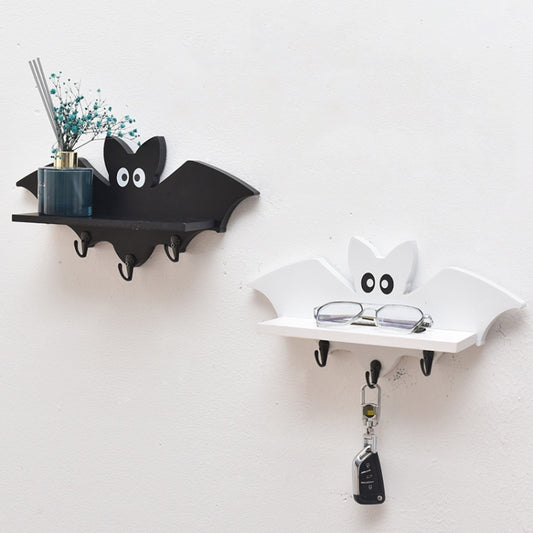 Cartoon Bat Shape Wooden Wall Mount Storage Rack Key Holder 35x17cm(White) by bashfashion
