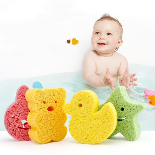 Baby Bathing Wood Pulp Sponge Cute Cartoon Soft Bath Sponge Bath Scrubber, Model: Bunny by bashfashion