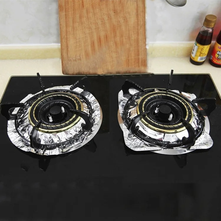10pcs /Pack Gas Stove Oil-Proof Pad Cooktop Tinfoil Circle Kitchen Aluminum Foil Cleaning Mat, Model: Thickened Round by bashfashion