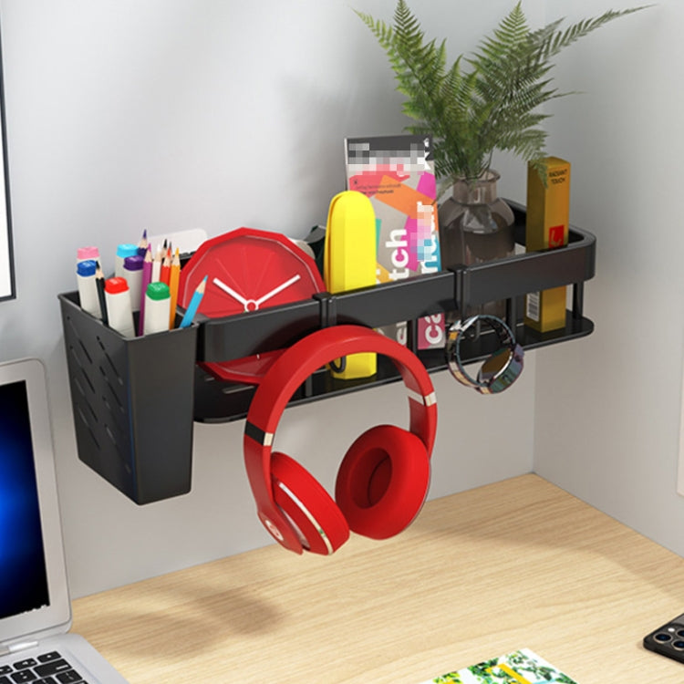 Wall-mounted Kitchen and Bathroom Storage Rack with 4 Hooks, Spec: Shelf + Pole+Cup by bashfashion