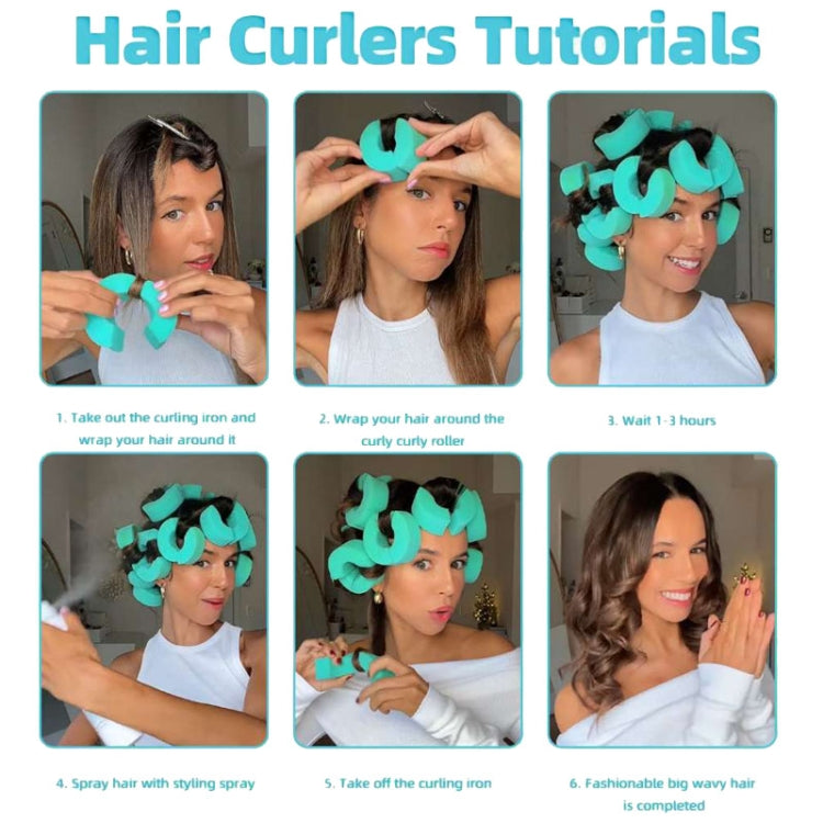 12pcs /Pack Small C-Shape Portable Hair Curler Beauty Fluffy No Heat No Harm Hair Sleeping Hair Roller(Cyan) by bashfashion