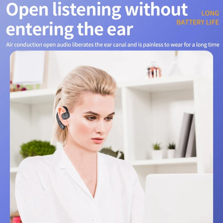 Bluetooth Headset Digital Display Hanging Ear OWS Stereo Sports Earbuds(Black) by bashfashion