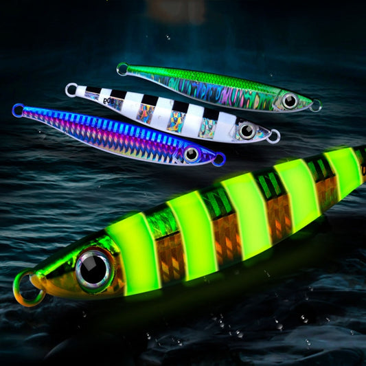 PROBEROS LF121 Fast Sinking Laser Boat Fishing Sea Fishing Lure Iron Plate Bait, Weight: 40g(Luminous Color A) by PROBEROS